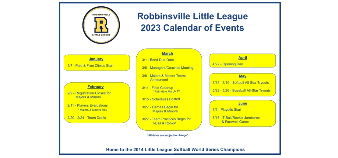 2023 League Calendar